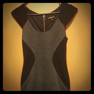 Express fitted black and gray dress